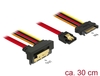 Scheda Tecnica: Delock Cable SATA 6GB/s 7 Pin Receptacle + SATA 15 Pin - Power Plug > SATA 22 Pin Receptacle Downwards Angled Metal