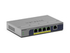 Scheda Tecnica: Netgear GS105PP 5-Port, GbE, PoE+, 63 W, 128 KB, 2K - 0-40C, Grey, 158 x 101 x 27 mm, 0.40 kg